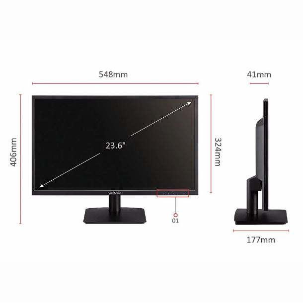 MONITOR VIEWSONIC LCD 24" 1920x1080, VGA, HDMI, OTS ID, Black
